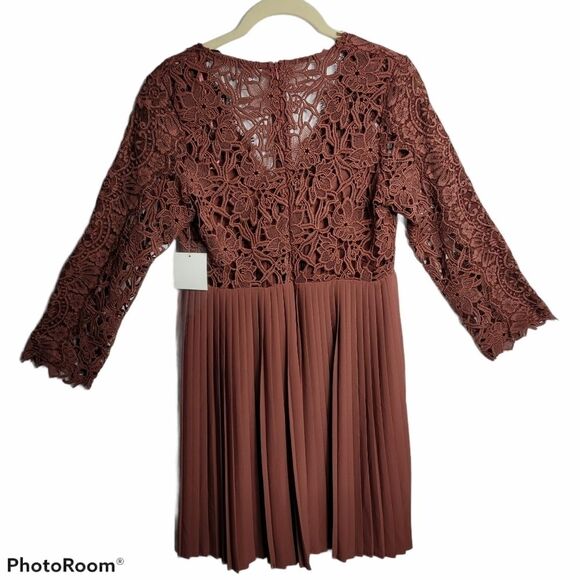 ZARA Pleated Contrast Lace Dress Size SMALL - Picture 5 of 15